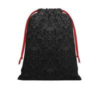 Longzehao Ultra soft velvet fabric gothic wallpaper skull Print Christmas drawstring present Bag,Multipurpose gifts bags