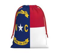 Longzehao Ultra soft velvet fabric North Carolina state flag Print Christmas drawstring present Bag,Multipurpose gifts bags