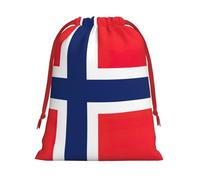 Longzehao Ultra soft velvet fabric Norwegian flag Print Christmas drawstring present Bag,Multipurpose gifts bags