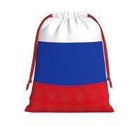 Longzehao Ultra soft velvet fabric Russian Flag Print Christmas drawstring present Bag,Multipurpose gifts bags