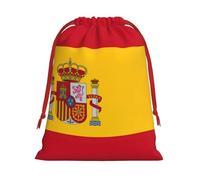 Longzehao Ultra soft velvet fabric Spanish flag Print Christmas drawstring present Bag,Multipurpose gifts bags