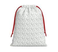 Longzehao Ultra soft velvet fabric White Natural Greenery Twig Print Christmas drawstring present Bag,Multipurpose gifts bags