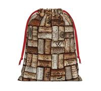 Longzehao Ultra soft velvet fabric Wine cork Print Christmas drawstring present Bag,Multipurpose gifts bags