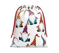 Longzehao Ultra soft velvet fabric Xmas Funny Gnomes Print Christmas drawstring present Bag,Multipurpose gifts bags