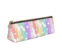 Longzehao Unicorns On Colorful Stripes Print Simple triangular Pen case Storage bag for Office supplies, cosmetics, toiletries, White, One Size, Art Deco