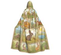 Longzehao Unisex Cartoon Cute Animals Rabbit Print Adult Hooded Cloak,Decoration Cloak,Cosplay Costumes,Halloween Hoodie Robe.