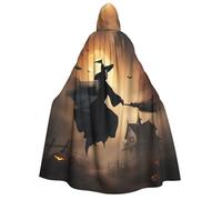 Longzehao Unisex Halloween Witch Flying 2 Print Adult Hooded Cloak,Decoration Cloak,Cosplay Costumes,Halloween Hoodie Robe.