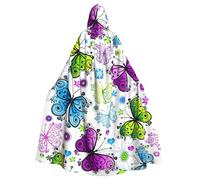 Longzehao Unisex robes capes Adult Spring Colorful Butterfly Print Hooded Cloak for Cosplay Halloween Carnival Costumes