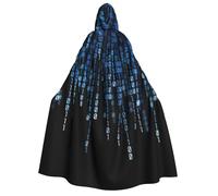 Longzehao Unisex the Blue Binary Print Adult Hooded Cloak,Decoration Cloak,Cosplay Costumes,Halloween Hoodie Robe.