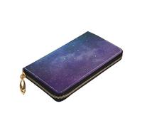 Longzehao Universe with Stars Galaxy Interstellar Print Premium Leather Zip Around Wallet for Men and Women Checkbook Cover RFID Blocking