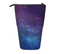 Longzehao Universe with Stars Galaxy Interstellar Print Telescopic Pencil Bag Pen Holder Pop Up Storage Case,Standing Portable pen Case, Black, One Size