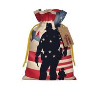 Longzehao US Military Soldiers Patriotic Memorial Day Print Christmas Drawstring Gift Bags,Gift Wrapping Bag for Xmas Holiday Birthday Party