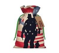 Longzehao US Military Soldiers Patriotic Memorial Day Print Christmas Drawstring Gift Bags,Gift Wrapping Bag for Xmas Holiday Birthday Party