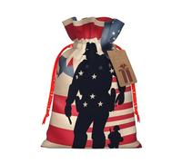 Longzehao US Military Soldiers Patriotic Memorial Day Print Christmas Drawstring Gift Bags,Gift Wrapping Bag for Xmas Holiday Birthday Party