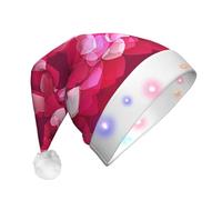 Longzehao Valentine's Day Love Heart Print LED Christmas Hats,Light Up Santa Hat Adult,Xmas Hat For New Year Festive Party