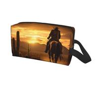Longzehao West Desert Cactus with Cowboys Riding Horses2 Print Travel Storage Bag for men women,Portable Toiletry Bag Large Capacity Organizer