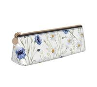 Longzehao Wild Flowers and Cornflowers Daisies Print Simple triangular Pen case Storage bag for Office supplies, cosmetics, toiletries, White, One Size, Art Deco