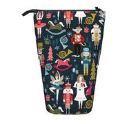 Longzehao Women_s Nutcracker Ballet Xmas Dance Print Telescopic Pencil Bag Pen Holder Pop Up Storage Case,Standing Portable pen Case