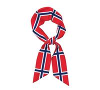 Longzehao Women's Hair Scarf,Fashions Satin Norwegian flag Print Silk Scarf for Costume Accessory(3.1 x 46.9 in), Black, One Size, Black, One Size