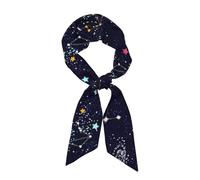 Longzehao Women's Hair Scarf,Fashions Satin Star Constellation Map Print Silk Scarf for Costume Accessory(3.1 x 46.9 in), Black, One Size, Black, One Size