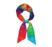 Longzehao Women's Hair Scarf,Fashions Satin tie dye rainbow Print Silk Scarf for Costume Accessory(3.1 x 46.9 in), Black, One Size, Black, One Size
