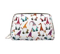 Longzehao Xmas Funny Gnomes Print Leather portable zipper makeup bag Cosmetic Pouch Toiletry Clutch Travel Organizer