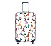 Longzehao Xmas Funny Gnomes Print Travel Luggage Cover,Elastic Suitcase Cover Protector Fit 18-32 Inch Luggage, White, M