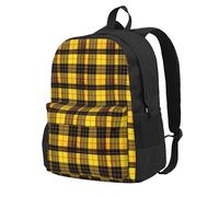 Longzehao Yellow Gray Black Plaid Print Casual Backpack for Men and Women,Large Capacity Travel Work Computer Backpacks