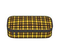Longzehao Yellow Gray Black Plaid Print Pencil Case Large Capacity Storage Pouch Holder Office Organizer box Makeup Bag