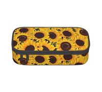 Longzehao Yellow Sunflowers Print Pencil Case Large Capacity Storage Pouch Holder Office Organizer box Makeup Bag