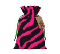 Longzehao Zebra Tiger Leopard pink Print Christmas Drawstring Gift Bags,Gift Wrapping Bag for Xmas Holiday Birthday Party