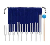 Longzhou Tuning Forks Set, 9-Piece Aluminum Alloy Chakra Healing Forks Kit with Silicone Hammer & Carry Bag for Sound Healing, Vibration Therapy and Meditation (174Hz-963Hz)