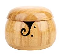 Longzhou Wooden Yarn Bowl - Bamboo Wool Yarn Bowl Yarn Storage Holder with Removable Lid for Knitting Crocheting
