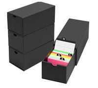 Longzhuo 4-Pack 4x6 Index Card Organizer Box with Lid & 120 Dividers, Holds 4000 Cards - Black Storage Box for Recipe Cards, Flashcards, Study Notecards