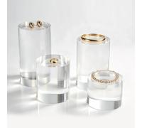 Longzhuo 4 PCS Acrylic Cylinder Display Stands,Transparent Display Blocks,Solid Base Frames In 4/6/8/10cm With Colorful Luminous Pads, Photography Props For Jewelry,Perfume