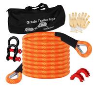 Longzhuo 6M (20FT) Tow Strap Recovery Rope 22000 LBS (10T) Heavy Duty
