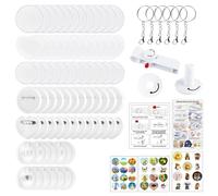 Longzhuo Badge Maker Machine 35/55mm | DIY Button Press Kit with Circle Cutter, 36pcs Plastic Button Parts & Stickers | Pin Badge Making Set for Party, Events, Gifts (B Accessories)