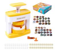 Longzhuo Badge Maker Machine 55mm | DIY Button Press Kit with Circle Cutter, 48pcs Plastic Button Parts & Stickers | Pin Badge Making Set for Party, Events, Gifts (A Yellow)