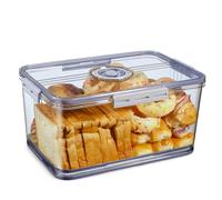 Longzhuo Bread Bins for Kitchen Counter, Time Recording Bread Storage, Bread Storage Containers with Lid, 6200ML Large Bread Box Plastic for Homemade Bread, Toast, Pastry, Cookie, Veggie (Gray)