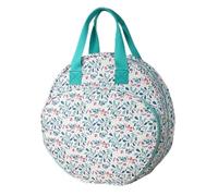 Longzhuo Embroidery Project Bag with Multiple Pockets, Double Layer Cross Stitch Organizer Tote for Supplies, Floss, Hoops & Thread, Portable Carry Case with Handle (Round)