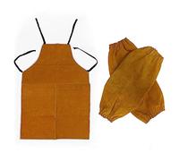 Longzhuo Leather Welding Apron, 25.6x39.4in Insulation Protection, Heat Resistant, Flame Retardant Work Apron for Men & Women (With Leather Welding Sleeves)