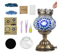 Longzhuo Turkish Moroccan Mosaic Bedside Table Night Lamp, Tiffany Style Handmade Glass Mosaics Aromatherapy Lamp, Unique Vintage Bohemian Turkish Lamps for DIY Home Decor Gifts (Blue)