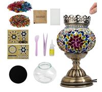 Longzhuo Turkish Moroccan Mosaic Bedside Table Night Lamp, Tiffany Style Handmade Glass Mosaics Aromatherapy Lamp, Unique Vintage Bohemian Turkish Lamps for DIY Home Decor Gifts (Colorful)