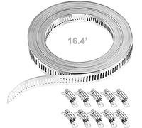 longziming Hose Clips Adjustable 16.4 feet 10 Pieces 304 Stainless Steel DIY Large Size Air Ducting Clamp Worm Drive Hose Clamps, Ducting Clamps for Securing Hoses and Pipes Tube