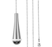 LongZYU Bathroom Light Pull Cord, Light Pull Cord, With 85cm Length Stainless Steel Bead Chain Extension, Suitable for Bathroom Lights, Toilet Lights, Ceiling-Lights, Blinds and Fan Switches (Silver)