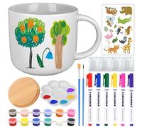 LongZYU Paint Your Own Mug Set, Paint-a-Mug Kit, Pottery Kit Includes Mugs, for Adults Ceramic Painting Includes Mugs, Brushes and Painting Inspiration Guide (Green)