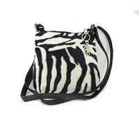 LONI Trendy Animal Print Faux Fur Shoulder/Cross-Body Bag Zebra Small