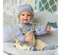 Lonian 22 inch 55CM Full Body Soft Silicone Vinyl Real Touch Reborn Toddler Boy Baby Doll For Children Bath Toy (blue eyes)