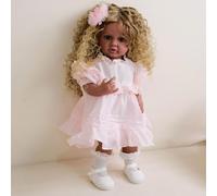 Lonian 22 inch Betty Full body Vinyl Silicone Reborn Curly hair Girl Doll Lifelike Dark Brown Skin for Children