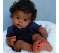 Lonian Reborn Baby Doll 20 inch Dark Brown Skin African American Baby Sweet Face Cute Reborn Toddler Girl Doll Real Baby Size